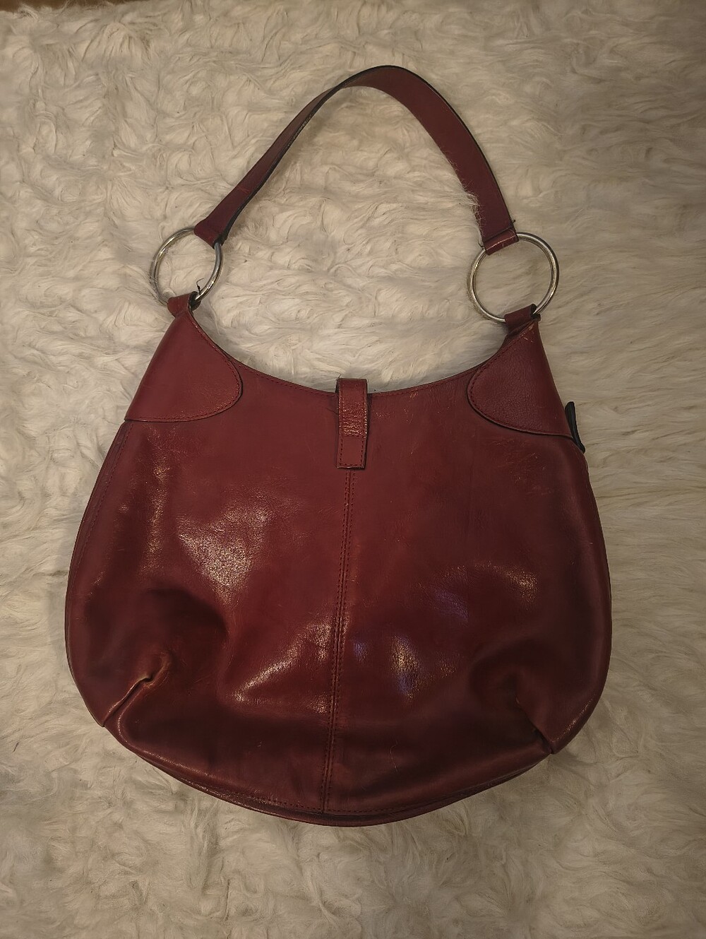 Wilsons Leather Pelle Studio Red Leather Hobo Bag